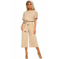 Apricot Always Chic Belted Culotte Jumpsuit